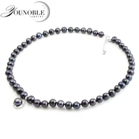 younoble real black freshwater pearl necklace for womenpearl choker necklace bridal girl mother best friends birthday gift