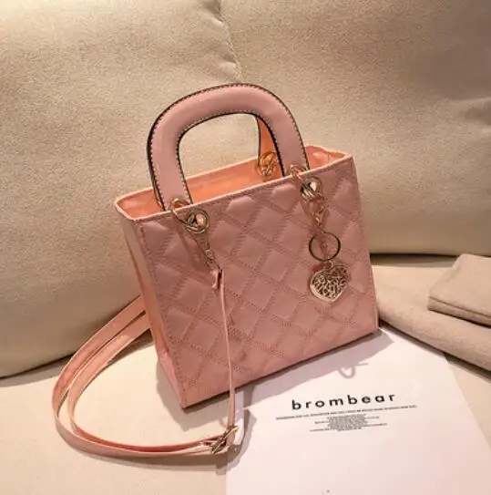21 CM Pink Роскошная брендовая сумка, модная новинка, высокое качество, лакированная кожа, женская дизайнерская сумка, на цепочке, сумка через плечо - Цвет: 21 CM Pink