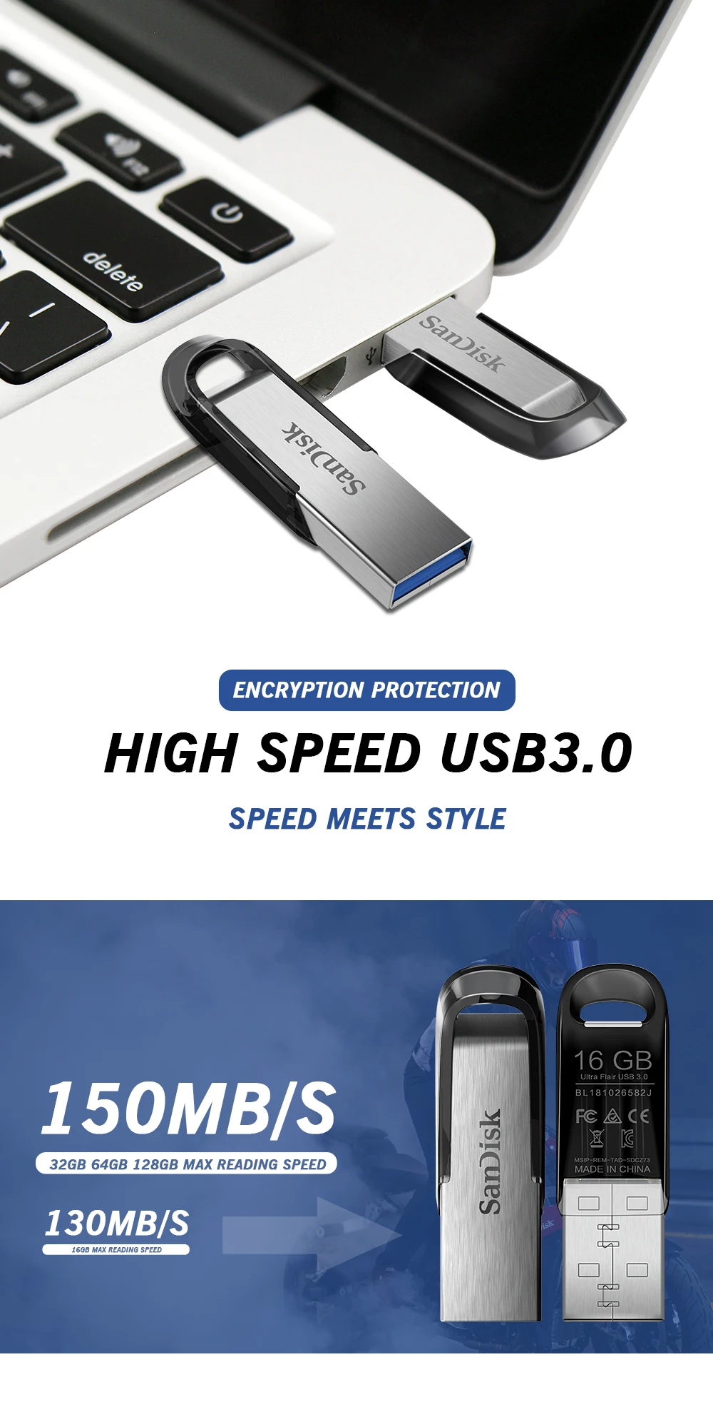 Флеш-накопитель USB SanDisk 3,0, 128 ГБ, 64 ГБ, 32 ГБ, 16 ГБ, ультра Флэшка, флеш-накопитель, флеш-накопитель, u-диск для компьютера