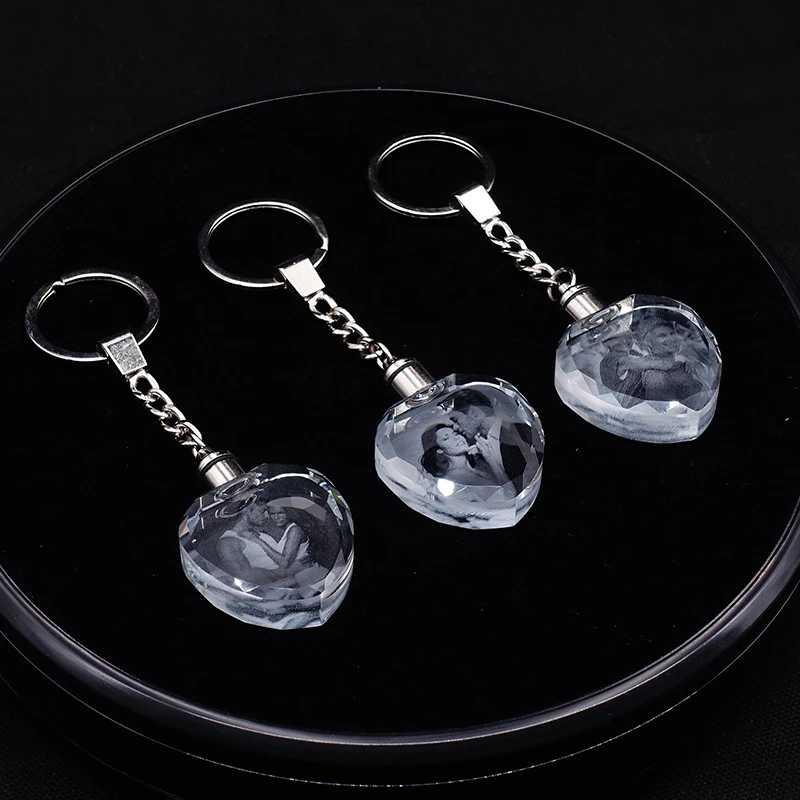 Заказной Кристалл семейная пара фото брелок светодиодный светильник лазерная