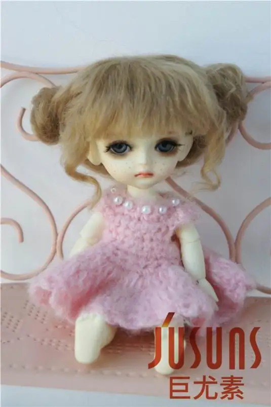 JD406 1/8 5 6 дюймов парик для куклы BJD кукла прекрасный мохер парики ребенка два пони