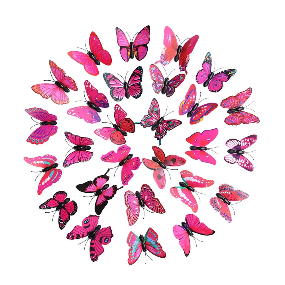 3D DIY Decal Wall Stickers Home Decor Rainbow Butterfly Room Walls Doors Closets Plastic Metal Tiles Fridges | Дом и сад