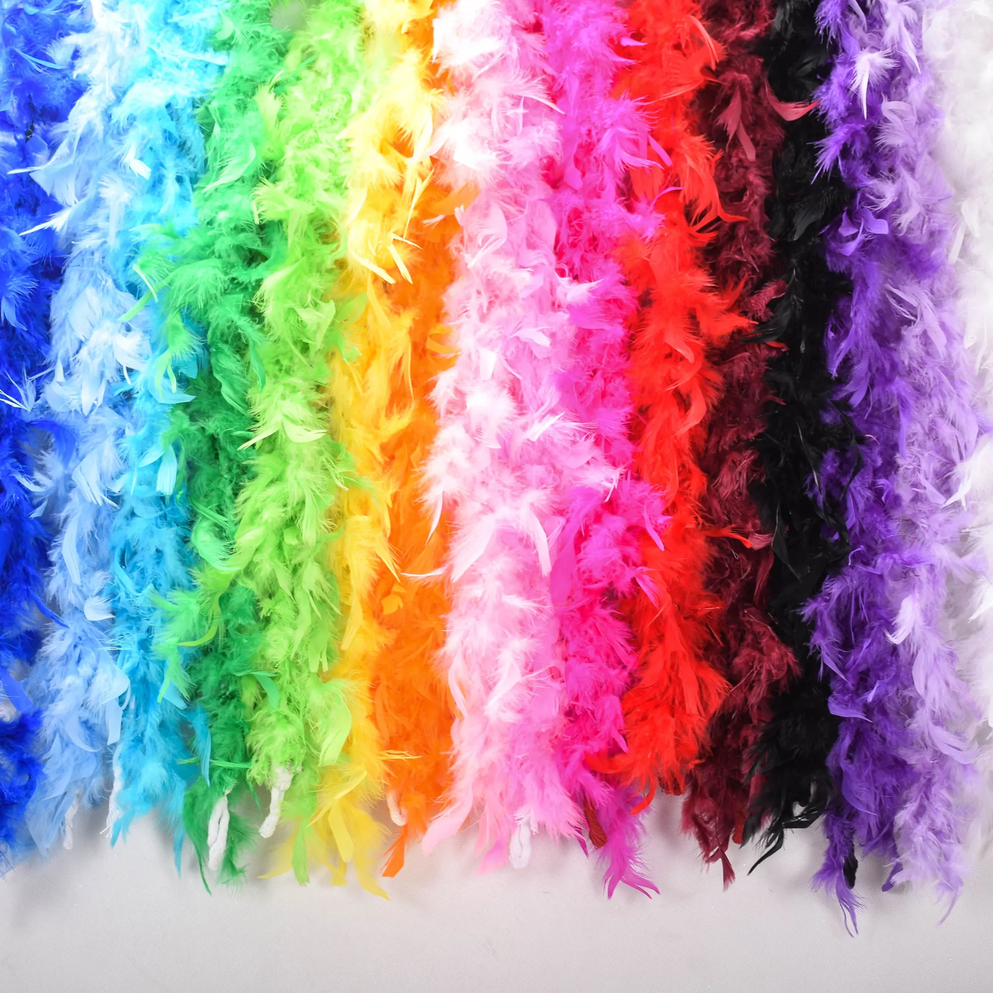 2M Multi Color Fluffy Handcraft Ostrich Feather Plume Boas Scarf Clothes for Wedding Valentine Day Decoration Performance Dance