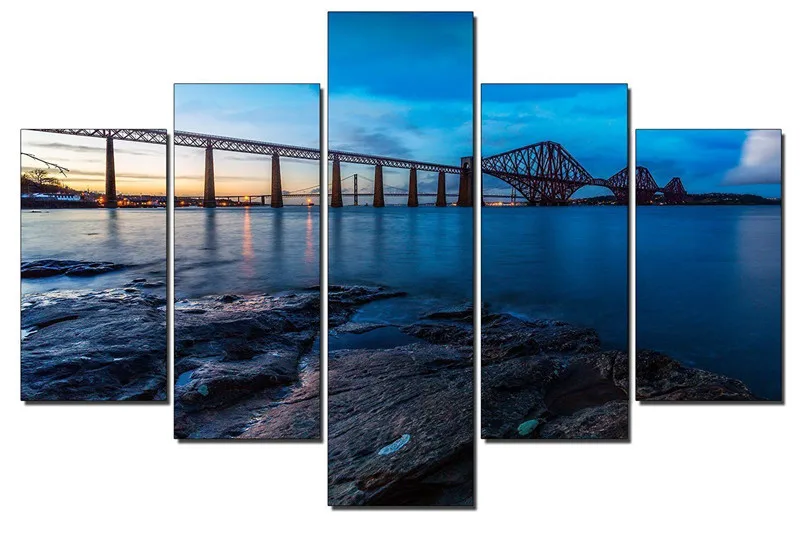 

5 Panel No Frame Modern Famous Bridge Wall Art Decorative Picture Painting Art City scape Canvas Print Paintings Home Decor