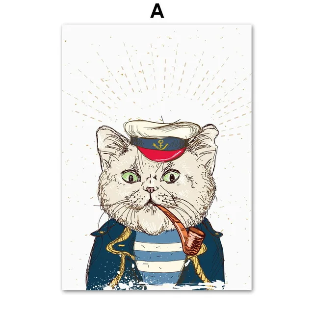 Nordic Modern Pirate Bear Picture Poster Printing Canvas Painting Restaurant Home Baby Room Wall Art Decoration | Дом и сад