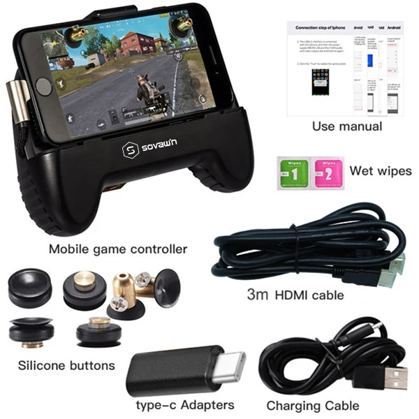 SH-HDMI--Typec-3m PUPG мобильный игровой контроллер триггер HDMI дисплей телефон к телевизору проектор геймпад джойстик контроллер l1r1 подключи и играй для iphone - Цвет: SH-HDMI--Typec-3m