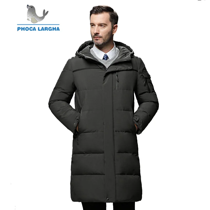 Новая зимняя мужская куртка на утином пуху, тонкое толстое теплое длинное пальто высокого качества для мужчин, модное повседневное зимнее мужское пуховое пальто
