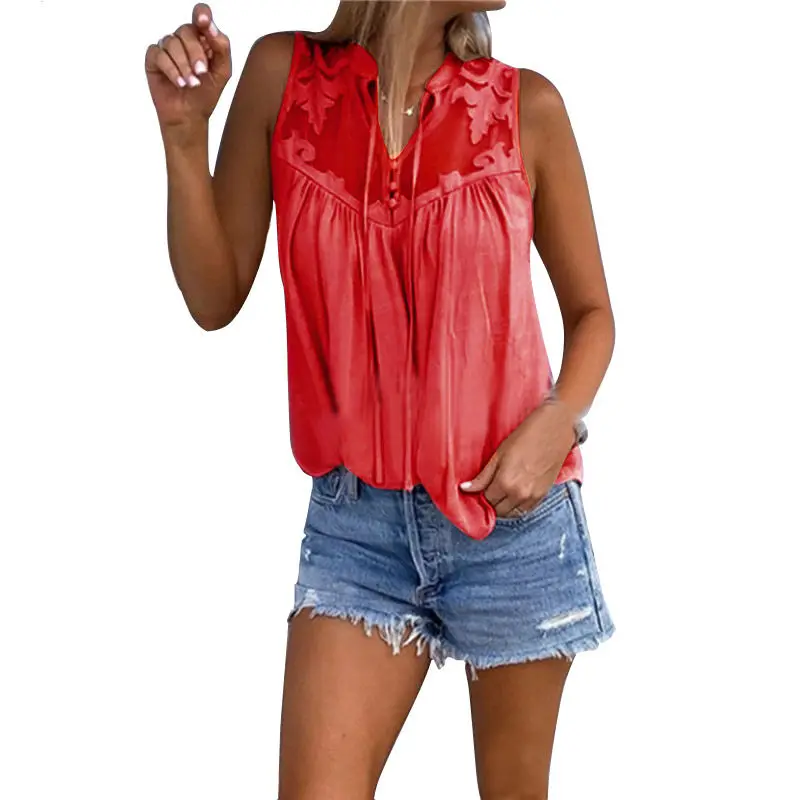 Женская футболка без рукавов с аппликацией Повседневная v образным вырезом и