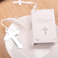 10 pieceslot blessings cross bookmark silver metal bookmarks baby shower baptism wedding birthday gifts and souvenirs bk027