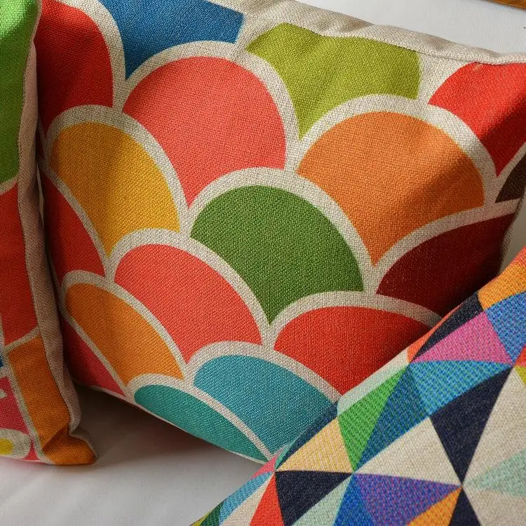 Современная цветная Геометрическая Подушка льняная подушка домашние