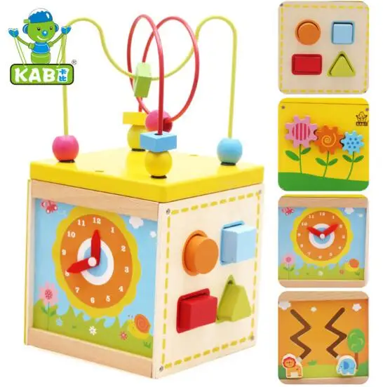 Kids Toddler Baby Colorful Wooden Around Beads toy box Wire Maze learning shape clock Educational Toy juguetes | Игрушки и хобби