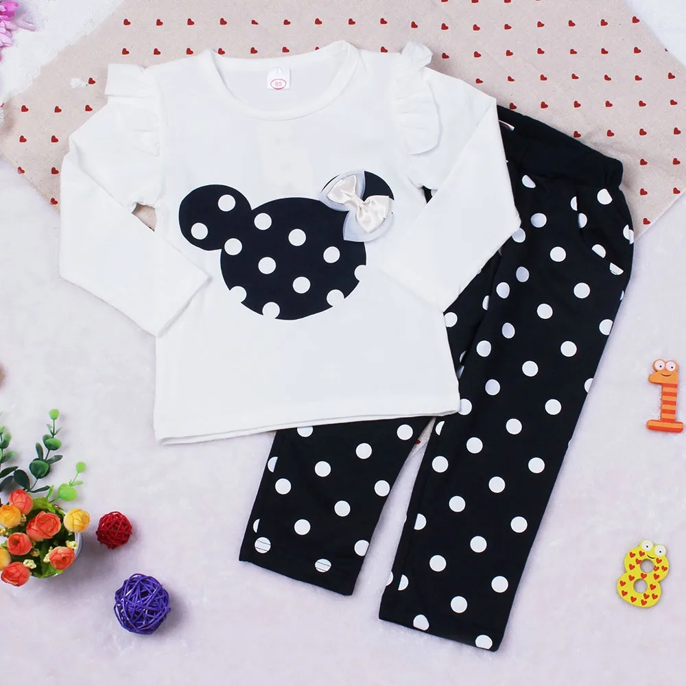 Дети Девочка одежда наборы 2 ШТ. Набор Хлопка Одежды Костюм лук топы футболка