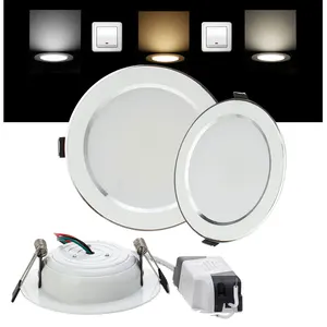 Светодиодный потолочный светильник 3 Вт, 5 Вт, 7 Вт, 9 Вт, 12 Вт, 15 Вт, 18 Вт, Круглый встраиваемый светильник 85-265 в, холодный + нейтральный + теплый белый светодиодный светильник, внутреннее светодиодное точечное освещение