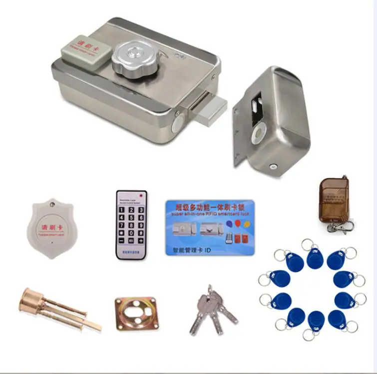 with remote control LPSECURITY домофон RFID система контроля доступа ворота дверной замок комплект+ замок электрических ворот 10 идентификационных тегов чипы+ адаптер питания(опционально - Цвет: with remote control