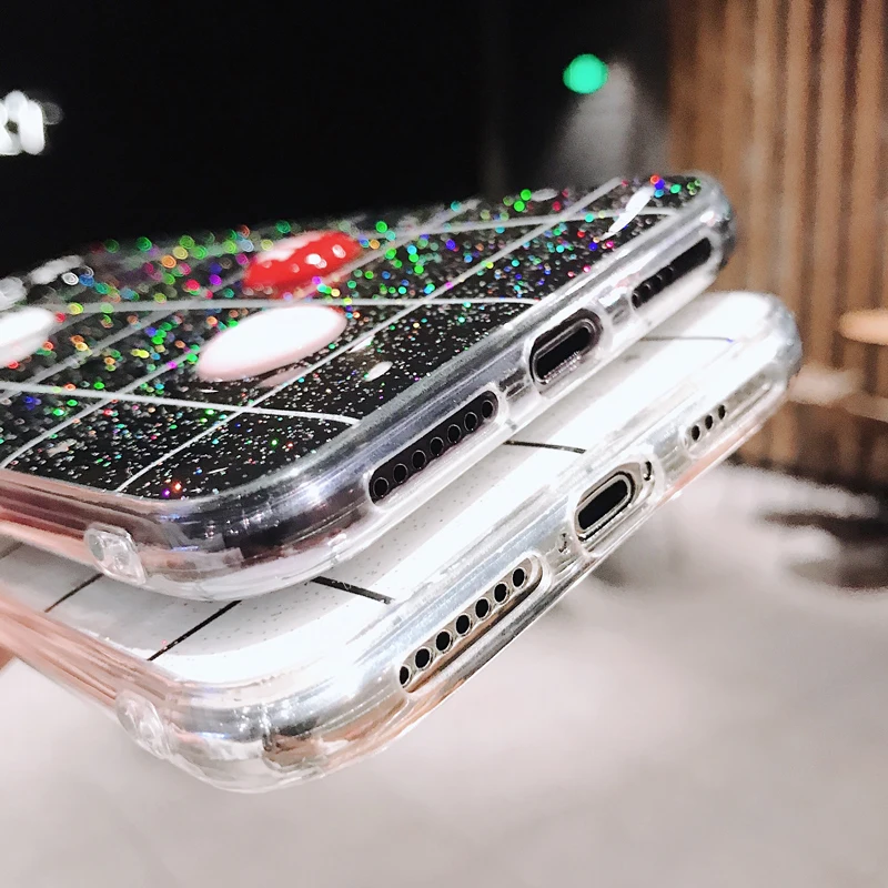 Ультратонкий с блестками чехол для телефона надписью iPhone 8 7 6 6s Plus модные мягкие