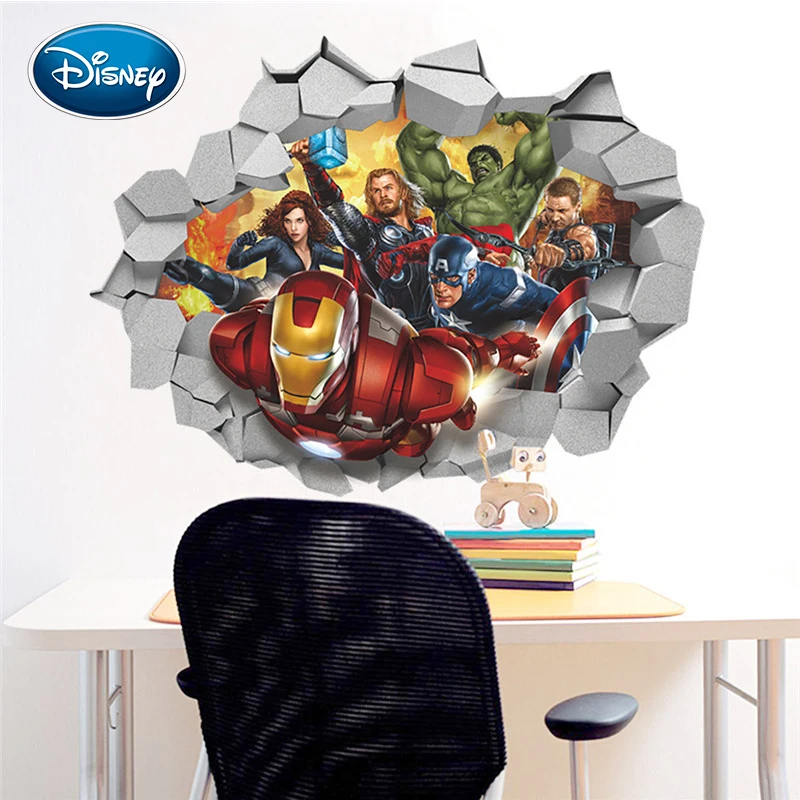 Disney новая наклейка "Мстители" Детская комната спальня фон водостойкие временные наклейки