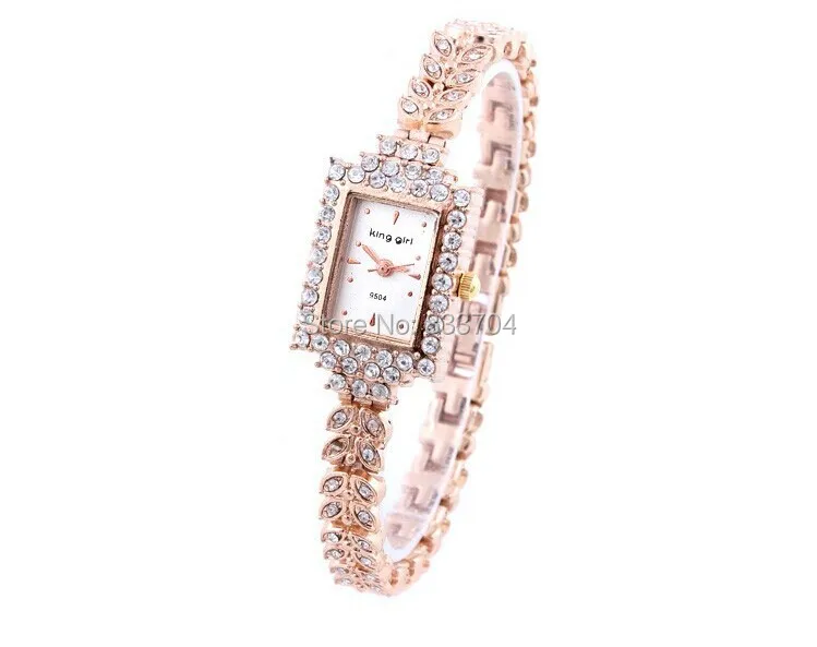 Женские модные часы с бриллиантом аналоговые прямоугольным циферблатом и