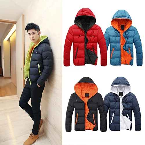 Мужская зимняя теплая пуховая куртка повседневное Стеганое пальто на молнии с