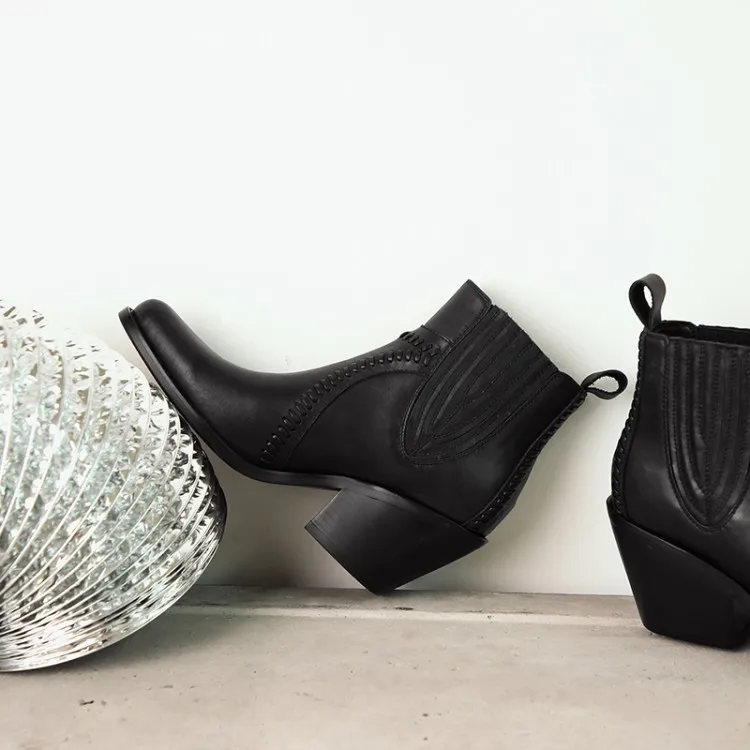 Женские весенне осенние ботинки из натуральной кожи на высоком каблуке|Женские