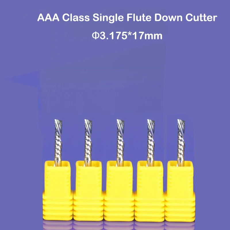 Cortador de corte en espiral de una sola flauta CNC, brocas de acrílico pcb Pvc de aluminio, envío gratis, 3.175x17mm, 10 Uds.