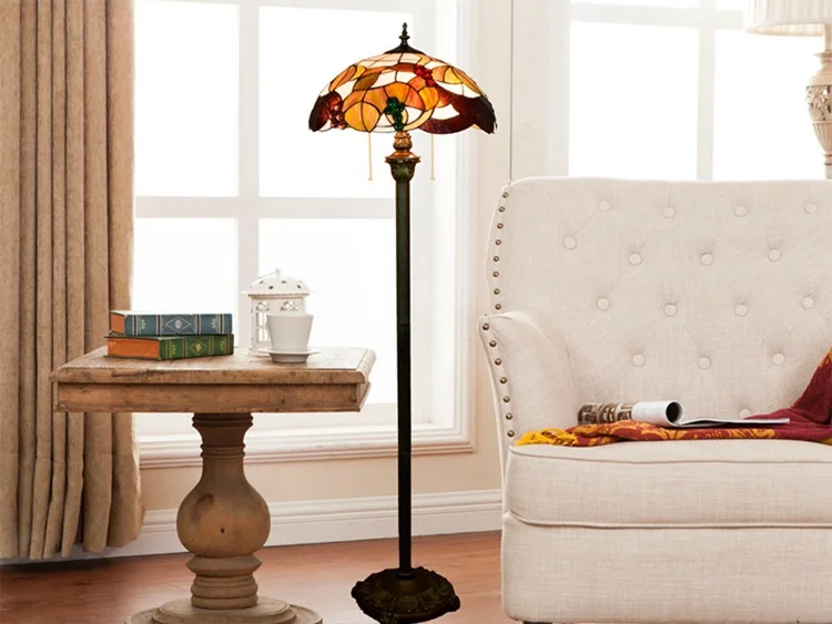 European style Tiffany rose flower Stained Glass floor lamp for dining room bedroom E27 110-240V | Лампы и освещение