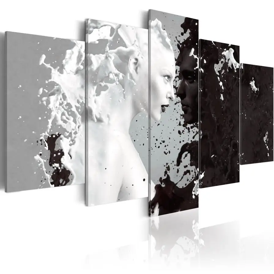 Canvas Print Modern Fashion Wall Art the Black and White Abstract Ink Character Love for Home Decoration No Frame(Size:3) | Дом и сад