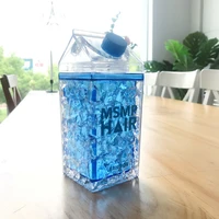milk box water bottle cute square water bottle 400ml plastic water bottle