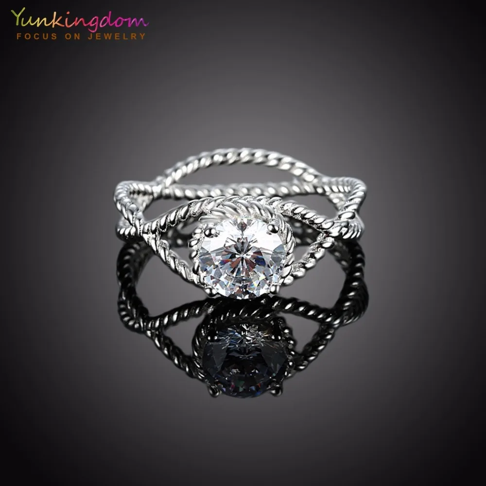Yunkingdom Новый 925 Серебряные кольца Круглый фианит для женщин хороший партии