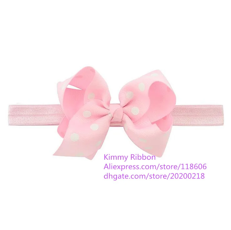 

200pcs/lot Pink Polka Dot Elastic Hair Accessories Twisted Bow tie for party