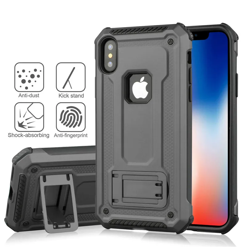 Противоударный Armour чехол для iPhone 6 6s(4,") футляр PC Пластик Телефон чехол для iPhone X 7 8 6 плюс 5,5 телефон случаях - Цвет: grey