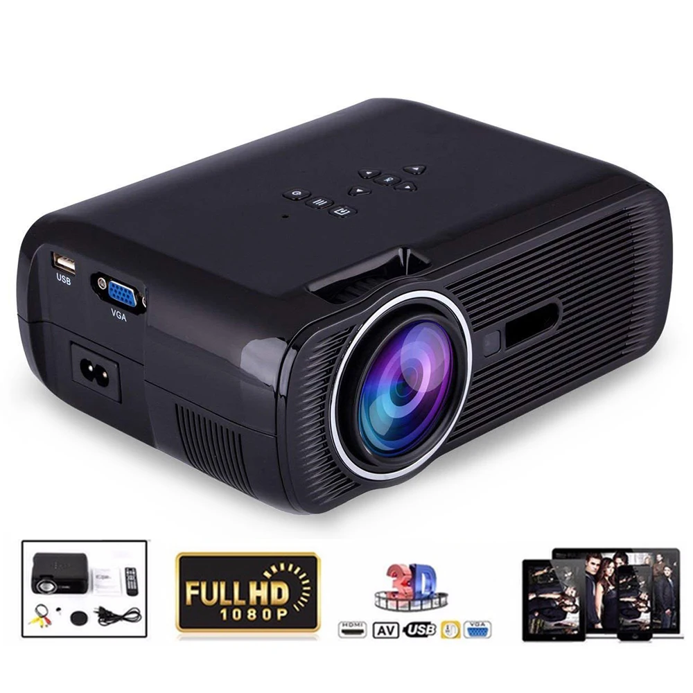 Умный мини проектор 2000 люмен 1080P Full HD светодиодный домашний кинотеатр HDMI VGA USB