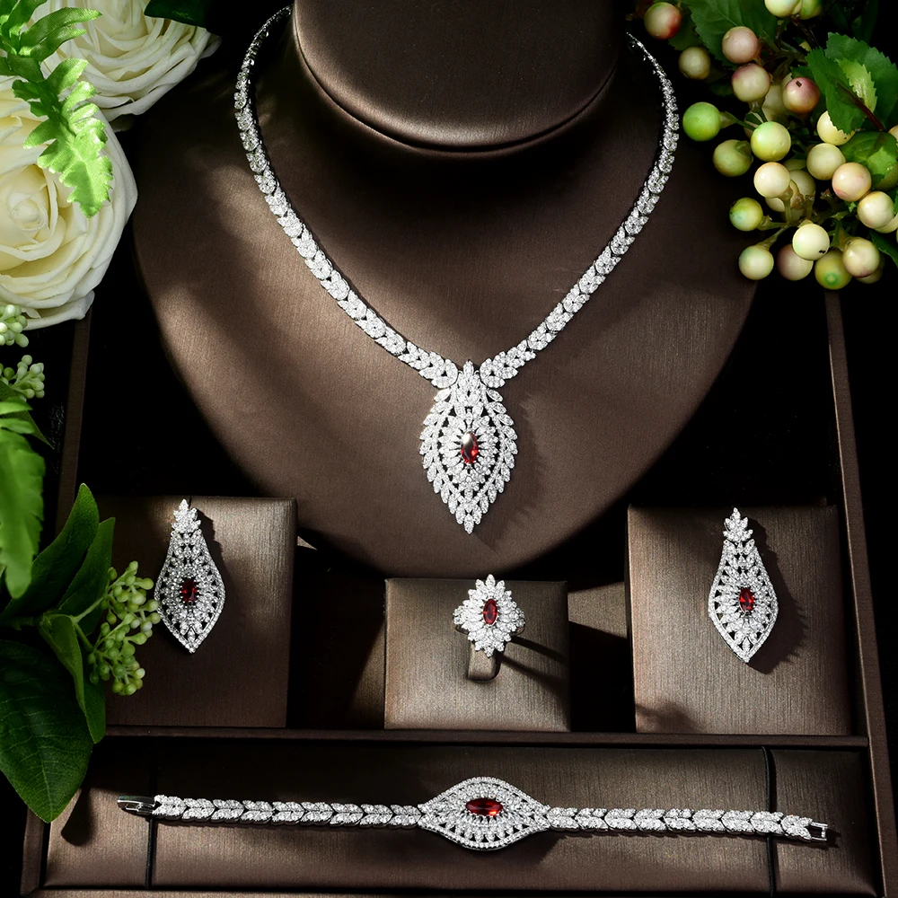 HIBRIDE цветок капли воды роскошные женские нигерийские Свадебные ювелирные