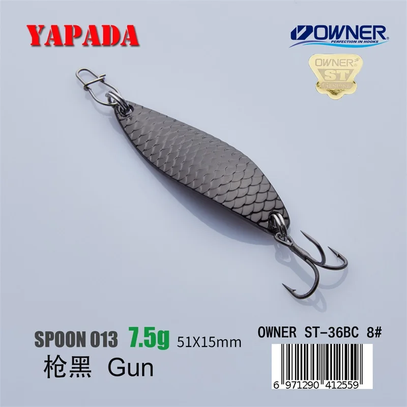 Gun 7.5g YAPADA ложка 013 Loong Claw 7,5 г/10 г 51-55 мм держатель тройной крючок многоцветный цинковый сплав металлическая ложка перо рыболовные приманки бас - Цвет: Gun 7.5g