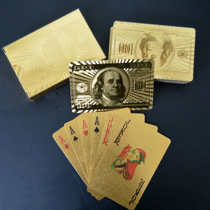 One Deck Gold Foil Poker Euros Style Plastic Playing Cards ollectible waterproof gold foil beautiful playing car | Спорт и