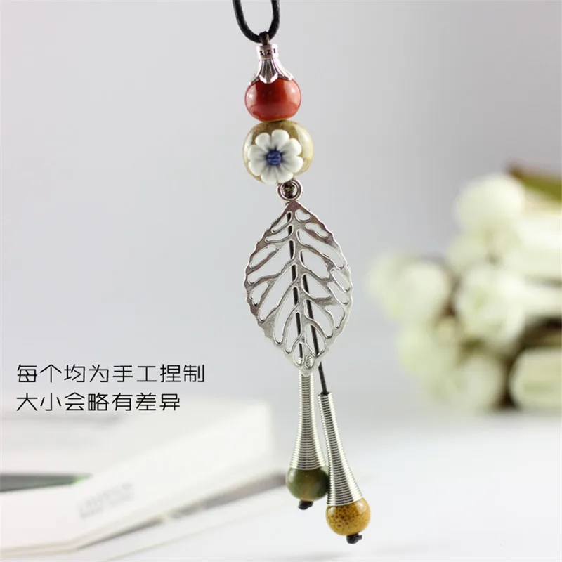 New Design handmade Ceramic Long necklace all match Weater colar feminino Men Leaf necklaces pendants | Украшения и аксессуары