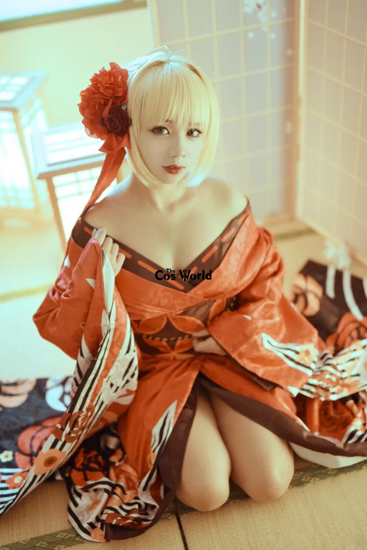 Fate EXTELLA Saber Nero кимоно юката платье униформа наряд Аниме косплей костюмы|anime cosplay