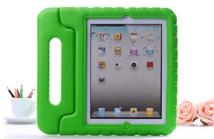 Для Apple ipad 2 3 4 EVA пены противоударный чехол для ipad 2 ipad 3 ipad 4 Funda Coque Дети Ручка Стенд защитный чехол - Цвет: Зеленый