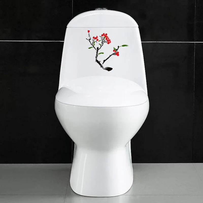 ZTTZDY 22*21CM Ink Green Leaf Red Fruit Home Wall Sticker Decor Personality Toilet Decal T2-0505 | Дом и сад