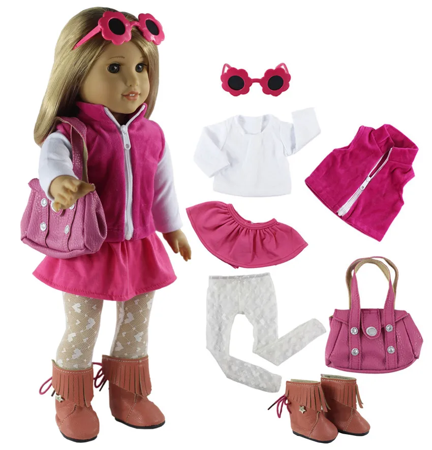 7 PCS Outfit A7 Модная кукольная одежда, набор игрушек, одежда для 1", американская кукла, повседневная одежда, много стилей на выбор, X93 - Цвет: 7 PCS Outfit A7