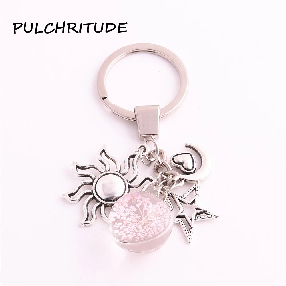 Кольцо для ключей из металлического сплава PULCHRITUDE 2 шт./лот брелок с сушеным