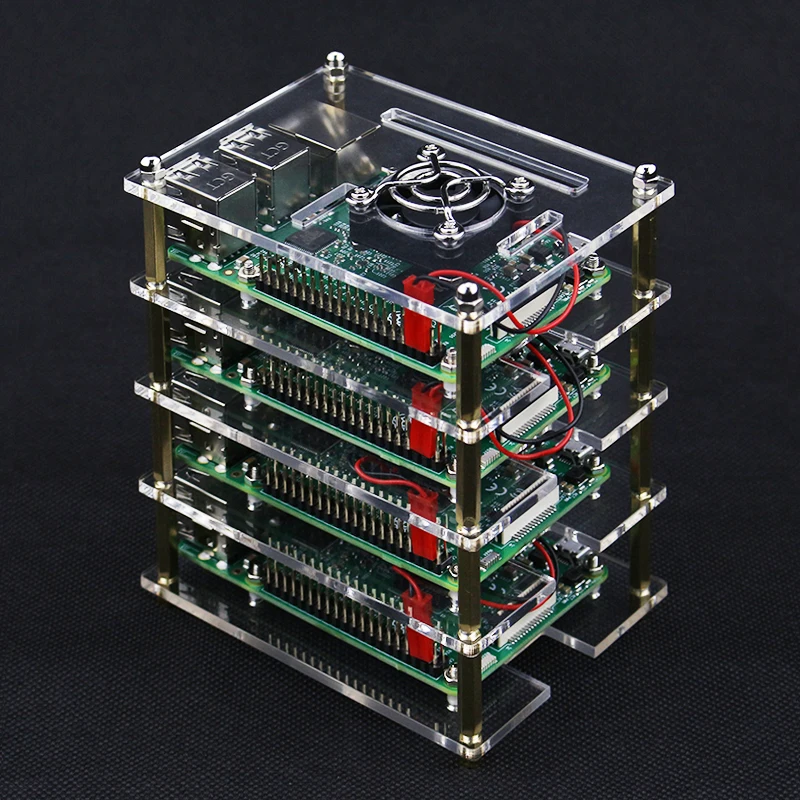 Корпус для корпуса Raspberry Pi 4 Model B акриловый корпус 10 слоев охлаждающий вентилятор