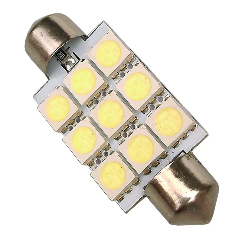10PCS Festoon Led 42mm White Super Bright Car 9 SMD 5050 LED Dome Light Lamp Bulb DC 12V | Автомобили и мотоциклы