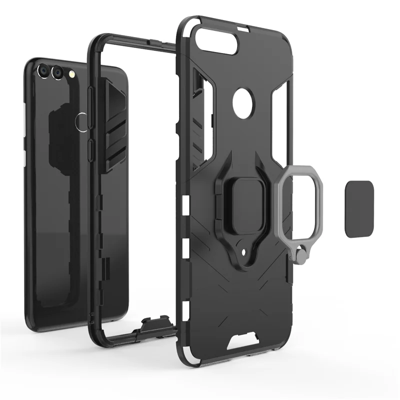 Huawei P Smart Magnetic Phone Case For Back Cover TPU+PC Bumper Enjoy 7s Ring Holder Capa | Мобильные телефоны и