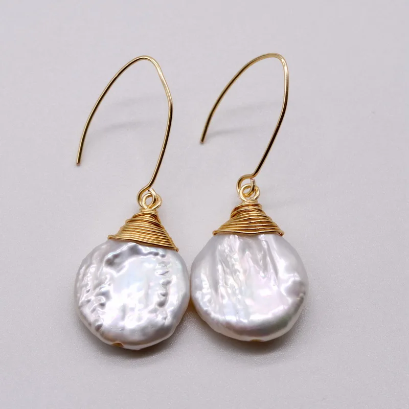 

Handmade pearl earrings, white baroque pearls, handmade, gold earrings, creative ladies earrings, gift jewelry