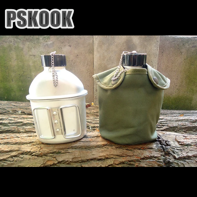 PSKOOK Открытый столовая алюминиевая Военная фляга армейская подвесная бутылка для