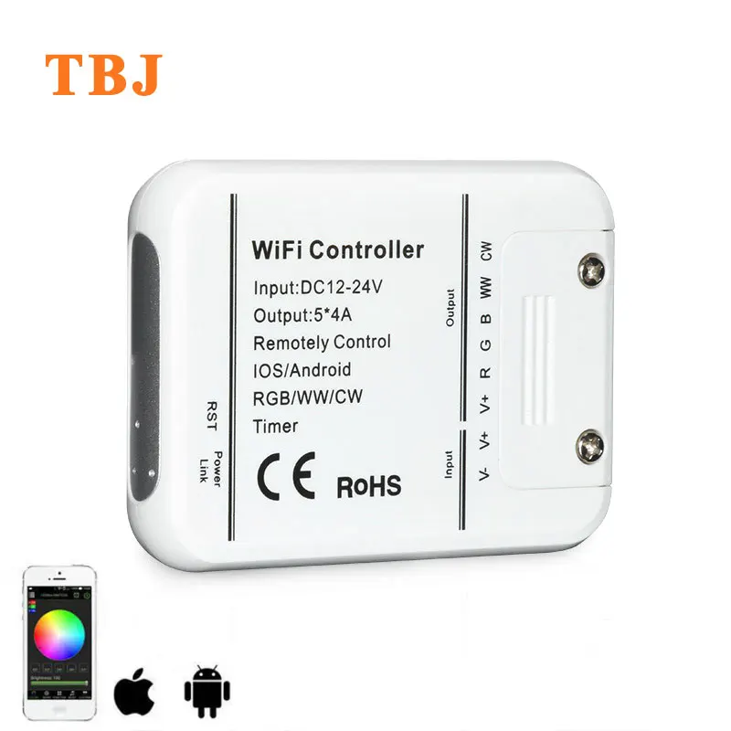 

Светодиодная лента RGB/WW/CW, умный пульт управления с Wi-Fi, 4 а * 5 каналов, управление музыкой, для IOS и Android