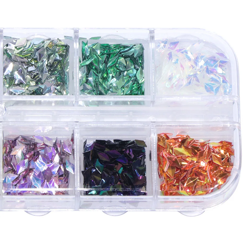 1 чехол блеск для ногтей Хамелеон ромбовидный порошок хлопья голографические