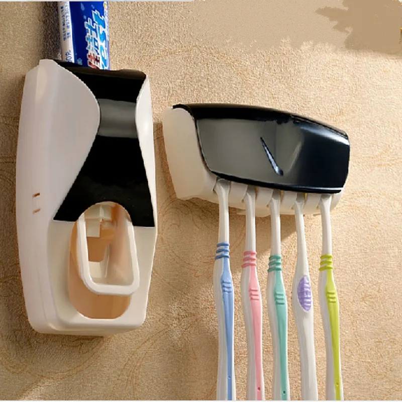 High Quality Automatic Toothpaste Dispenser + 5 Toothbrush Holder Wall Mount Bathroom accessories | Дом и сад