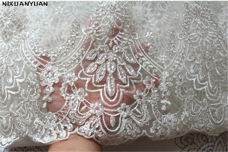 3 м Кружева Аппликации Край собор Длина пайетками свадебная фата Длинная