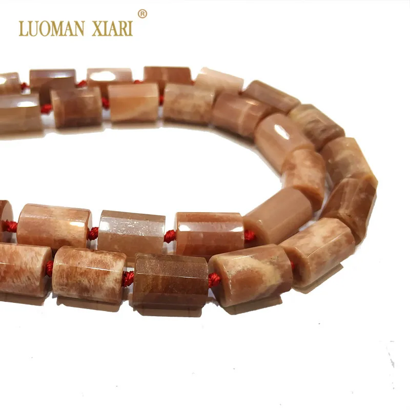100% Natural Sunstone Cylindrical Shaped Facted Stone Beads For Jewelry Making DIY Bracelet Necklace Size 11*16 mm Strand 15&quot |